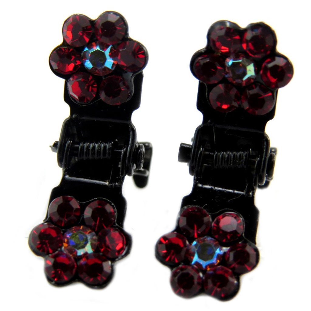 Paire minis pinces \'Sissi\' rouge (fleurs) - 8 mm - [P5929]
