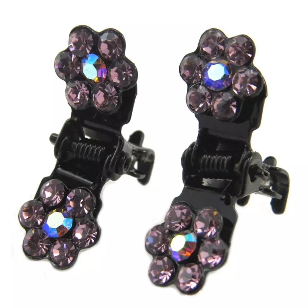 les trésors de lily Paire minis pinces 'Sissi' violet (fleurs) 8 mm [P5936]