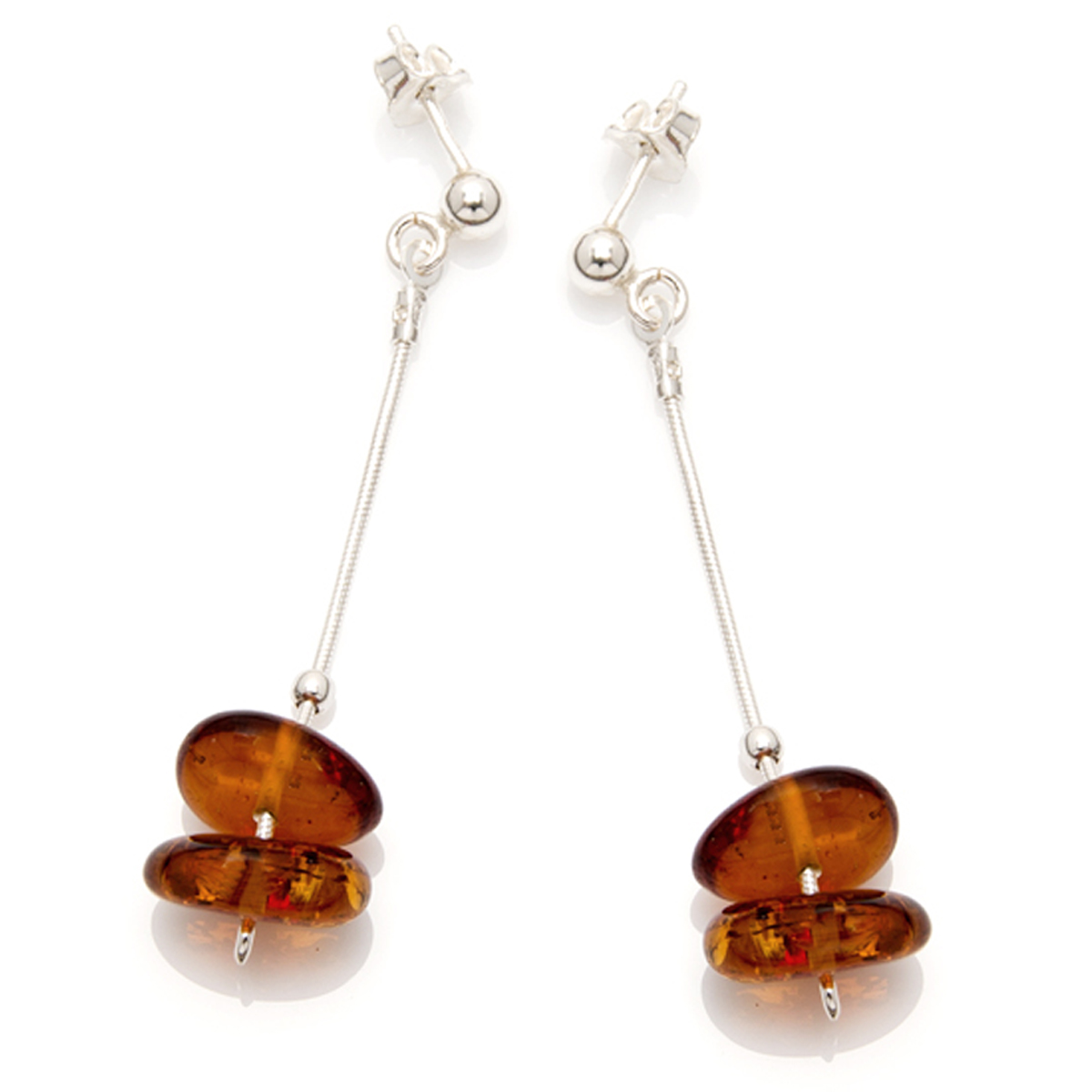 Boucles Argent \'Inspiration\' Ambre (rhodié) - [N2248]
