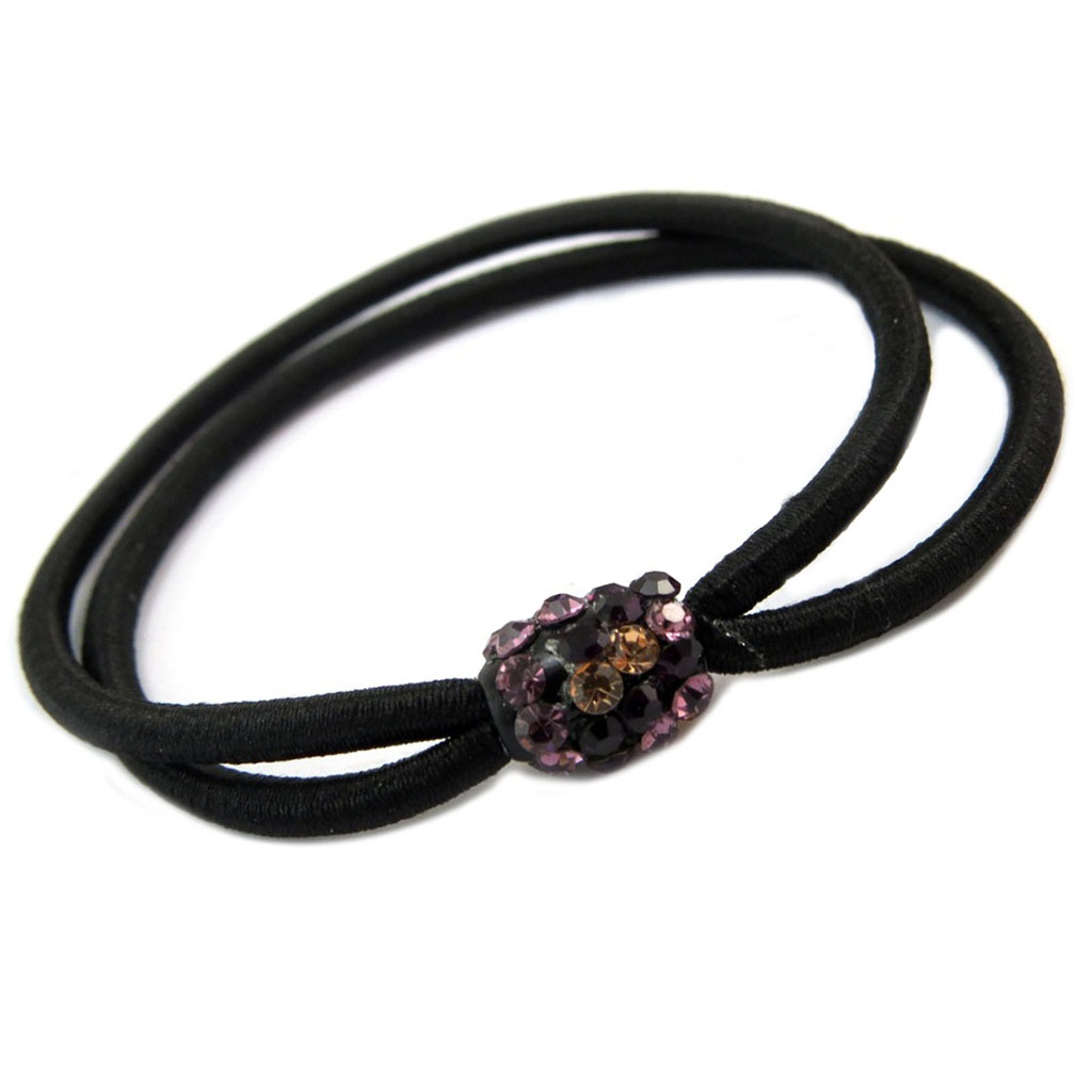 Elastique / Chouchou créateur \'Sissi\' violet noir (strass) - 10x8 mm - [P6089]