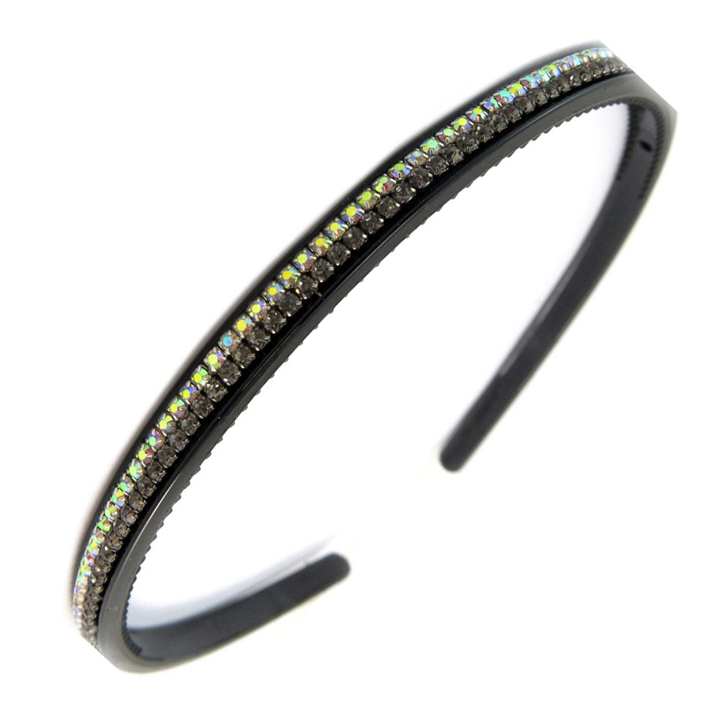 Serre-tête créateur \'Sissi\' gris blanc boréal noir - largeur 6 mm - [P6331]
