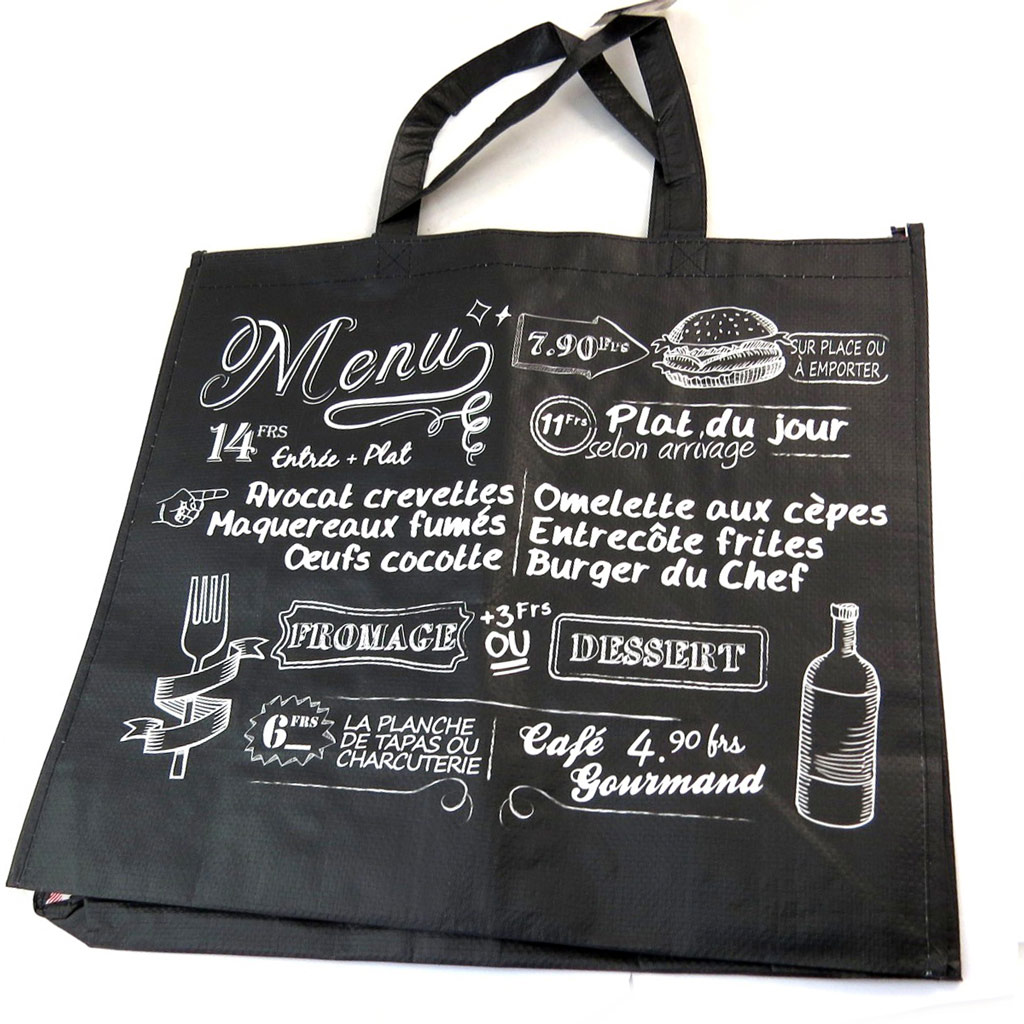 Sac Shopping \'Bistrot\' noir - 45x40x20 cm - [N2703]
