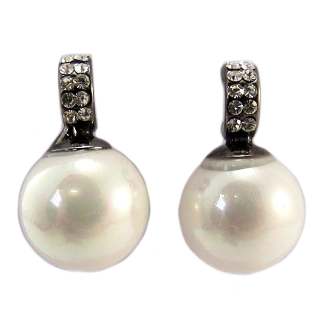 Boucles Créateur \'Sissi\' blanc gris - 12x18 mm - [P6749]