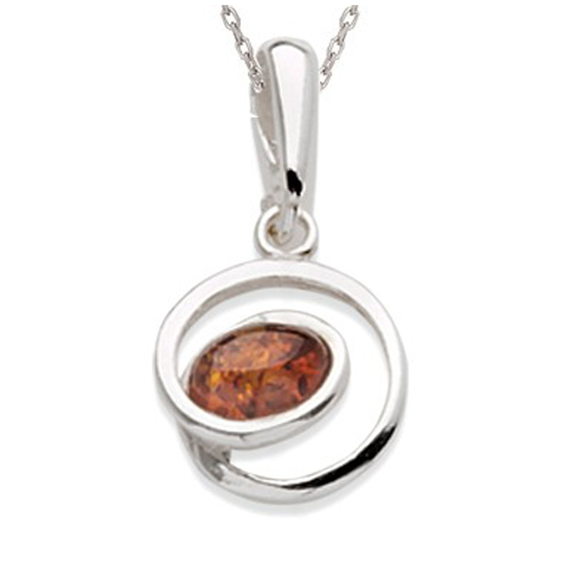 Pendentif Argent \'Inspiration\' Ambre cognac (rhodié) - 17x17 mm - [N2791]