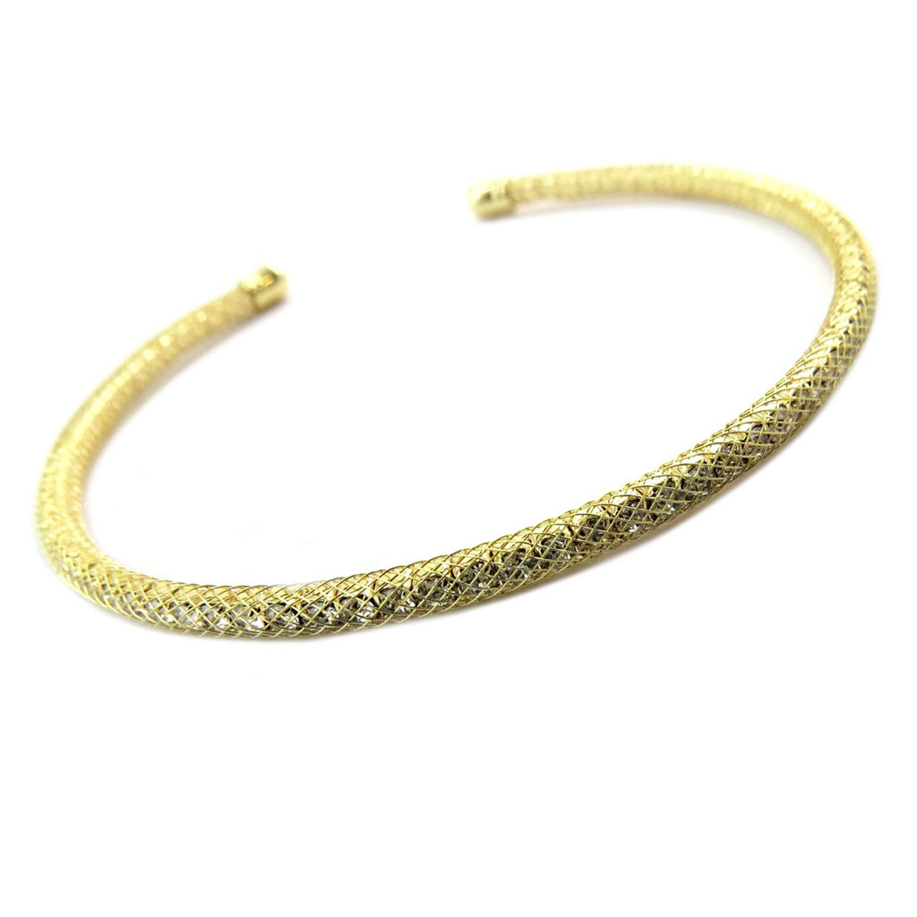 Bracelet créateur \'Sissi\' blanc doré - 60 mm 3 mm - [P6850]