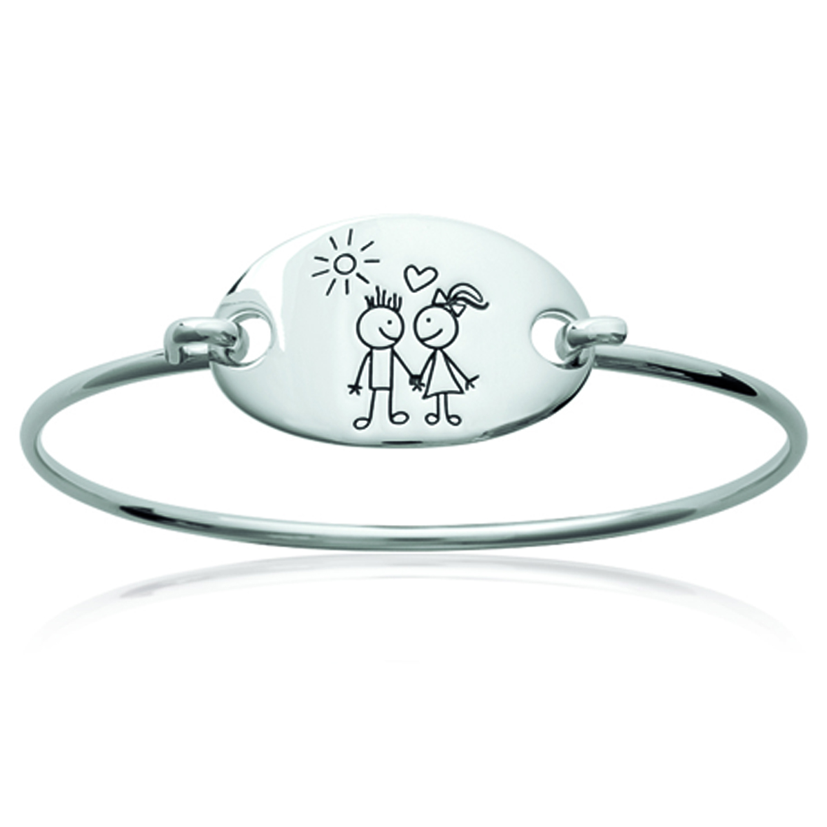 Bracelet argent \'Romeo et Juliette\' (rhodié) - 27x17 mm - [N2889]