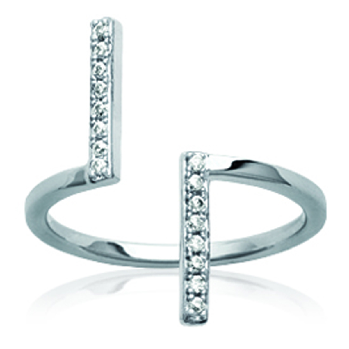 Bague Argent \'Sissi\' blanc (rhodié) - 23 mm - [N2903]