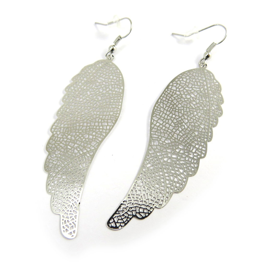 Boucles Créateur \'Les Ailes d\'Ange\' argenté  - [N3151]