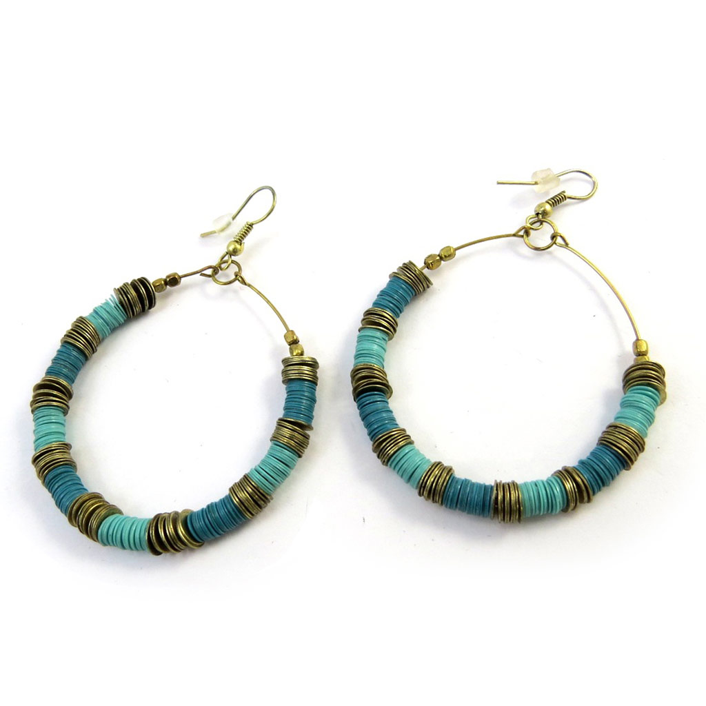 Boucles Créateur \'Kilimanjaro\' turquoise doré - [N3179]
