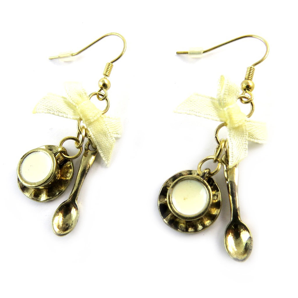 Boucles Créateur \'Scarlett\' beige doré - [N3187]