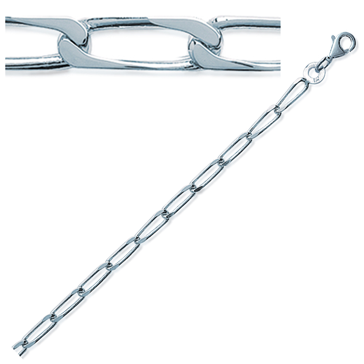 Chaine Argent \'Cheval Diamantée\' argenté - 50 cm 26 mm - [E1061]