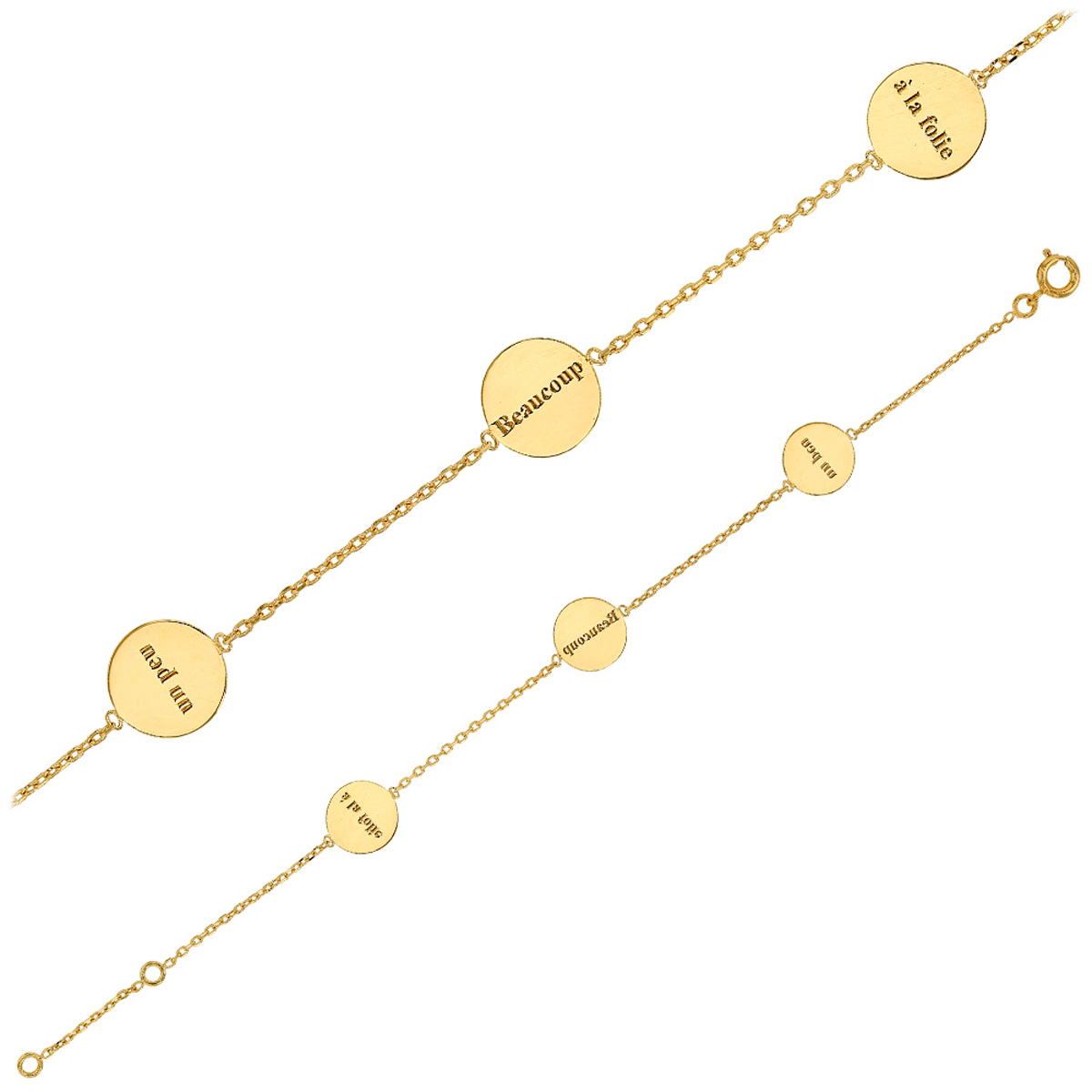Bracelet plaqué or \'Love\' doré (un peu - beaucoup - à la folie) - 17 cm 10 mm - [Q3316]