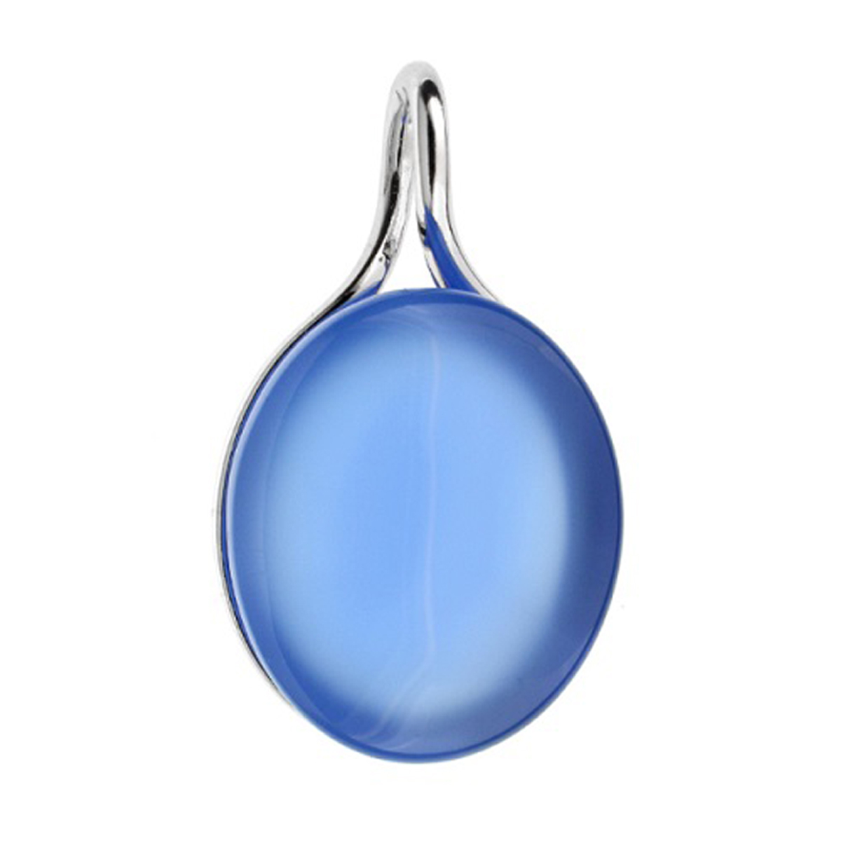 Pendentif Argent \'Meghan\' agate bleu argenté (rhodié) - 17x15 mm - [Q7967]