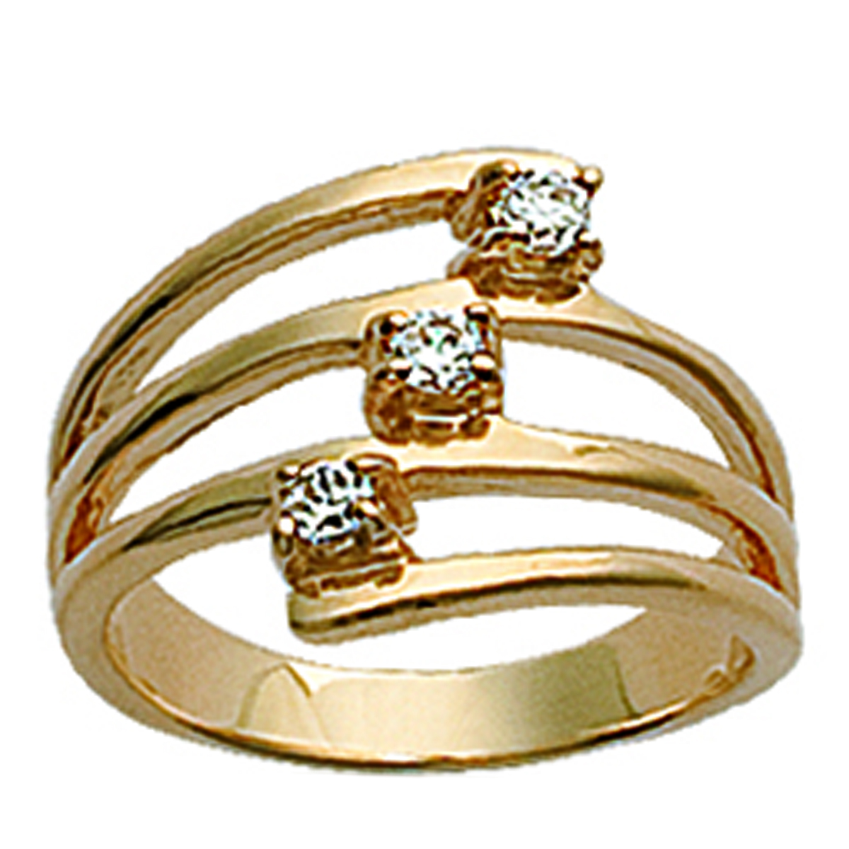 Bague Plaqué Or \'Trilogy\' blanc doré - 14 mm - [E1069]