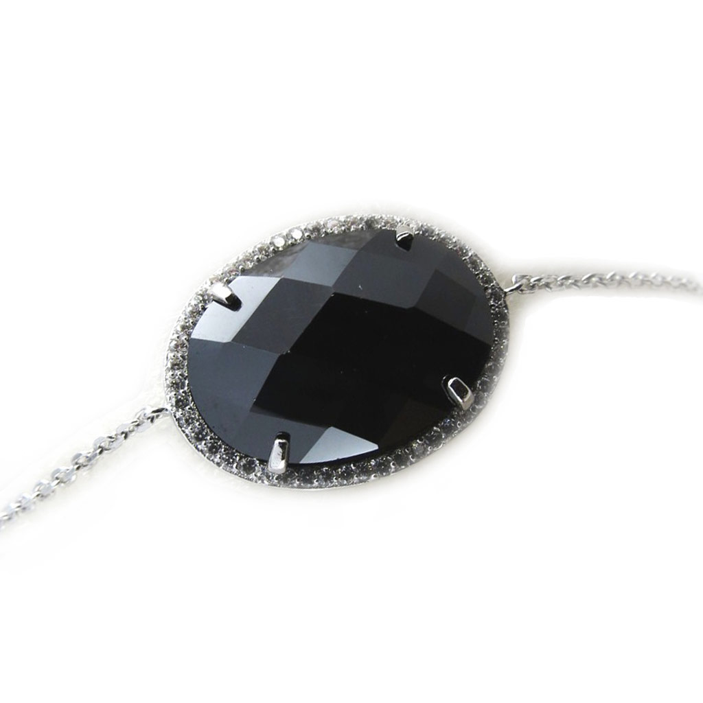 Bracelet Argent \'Sissi\' noir blanc - [L9507]