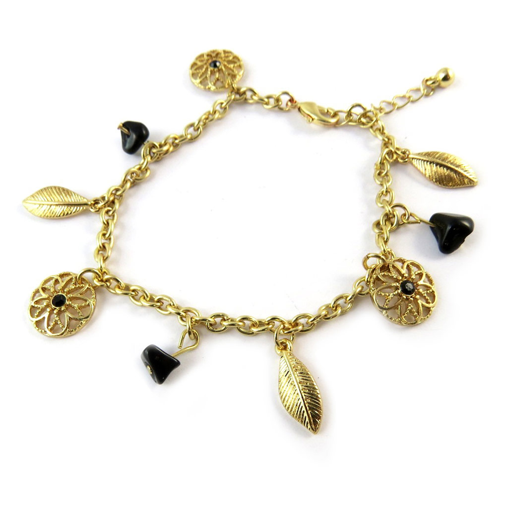 Bracelet \'Navajos\' noir doré - [N8096]