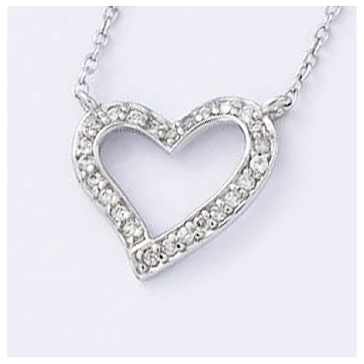Collier Argent \'Love\' blanc argenté (rhodié) - 13x13 mm - [H2659]
