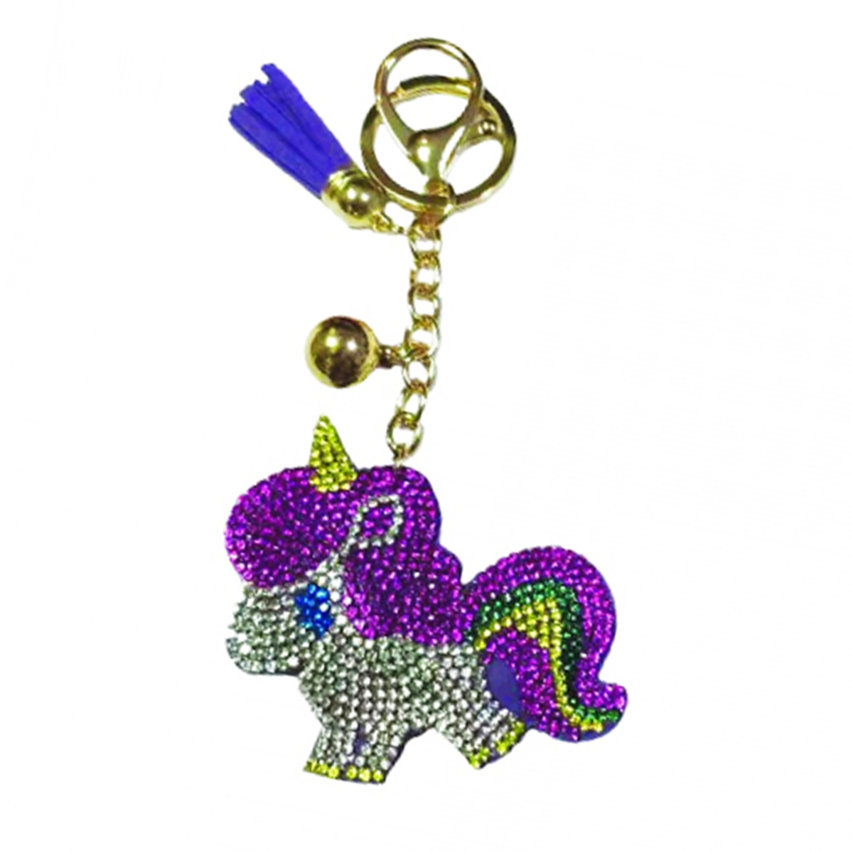 Porte-clés strass \'Licorne My Unicorn\' rose violet - 665x65 mm - [R1985]