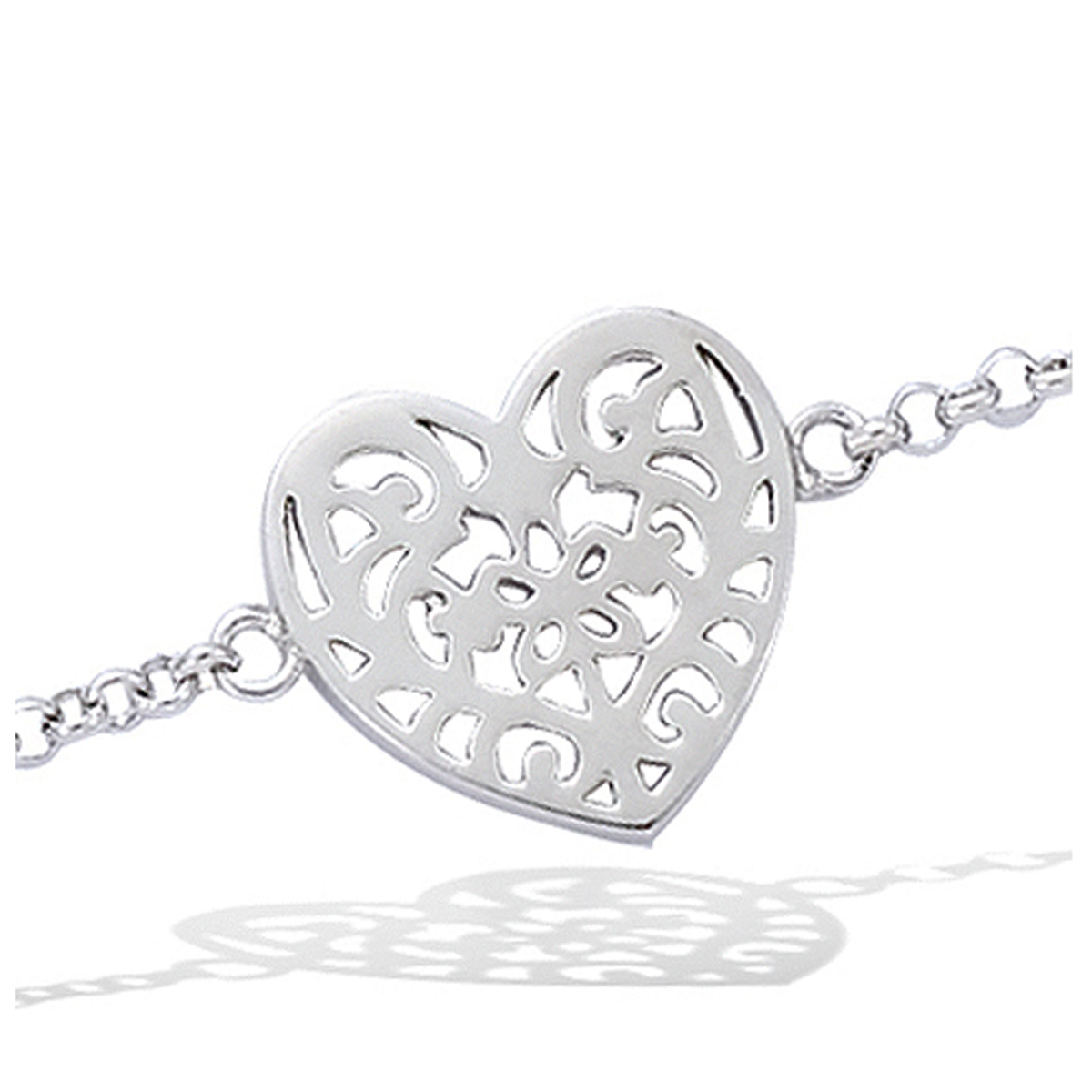 Bracelet Argent \'Love\' argenté (rhodié) - 13x13 mm - [H2661]