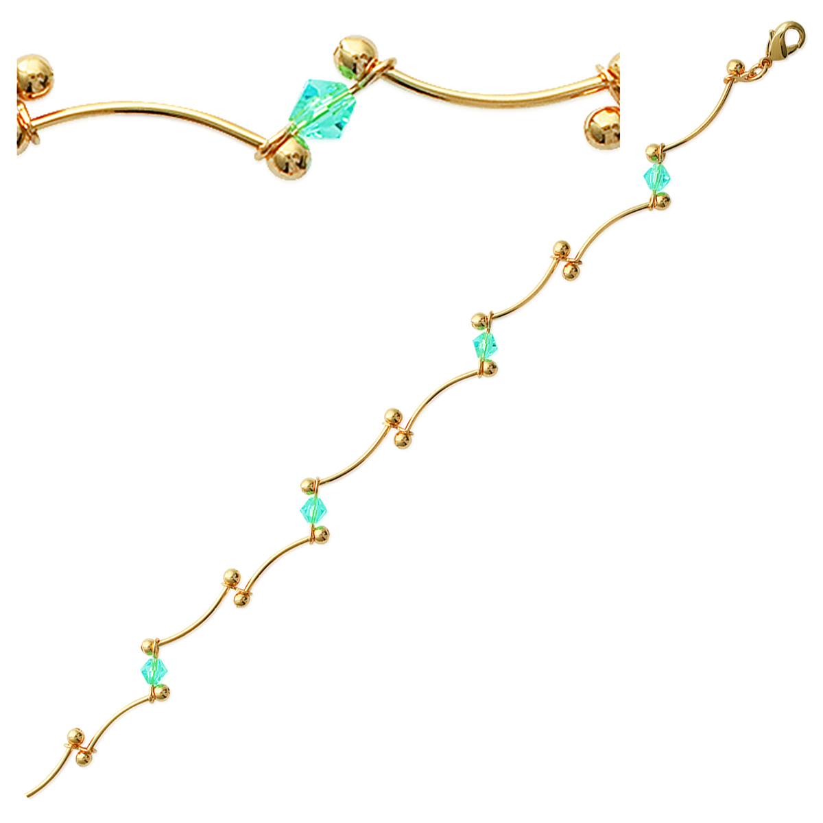 Bracelet Plaqué Or \'Ovation\' Turquoise doré - 7 mm - [D1317]