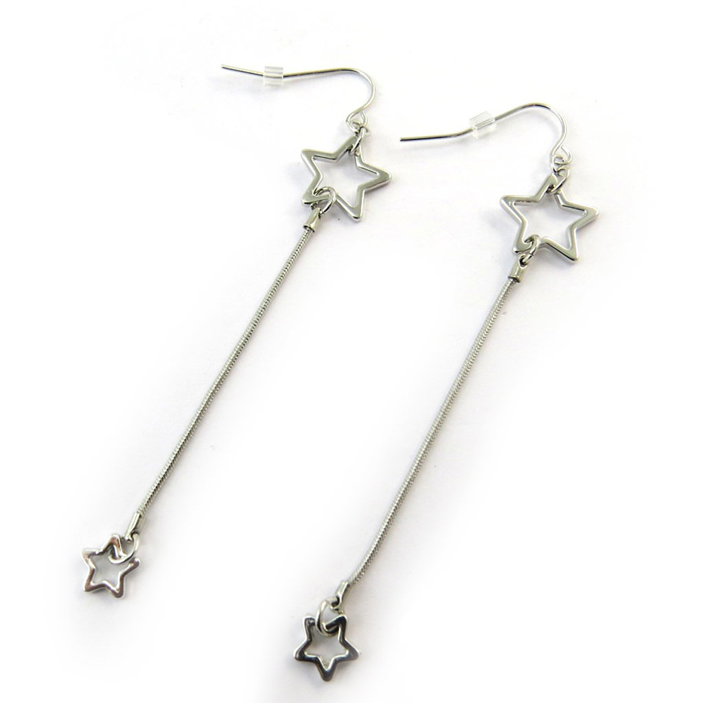 Boucles Créateur \'Etoiles\' argenté - [N3728]