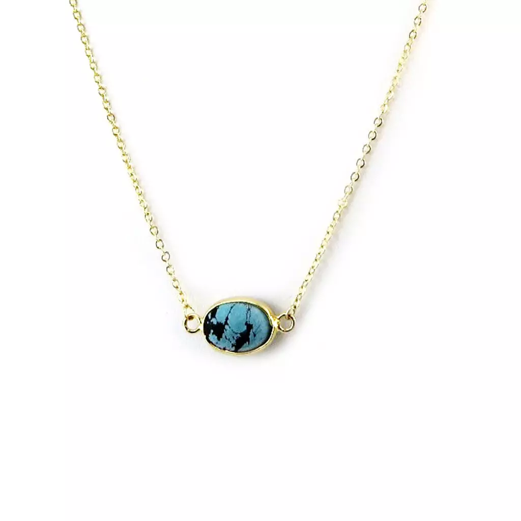 les trésors de lily Collier 'Minéralia' turquoise doré [N3746]