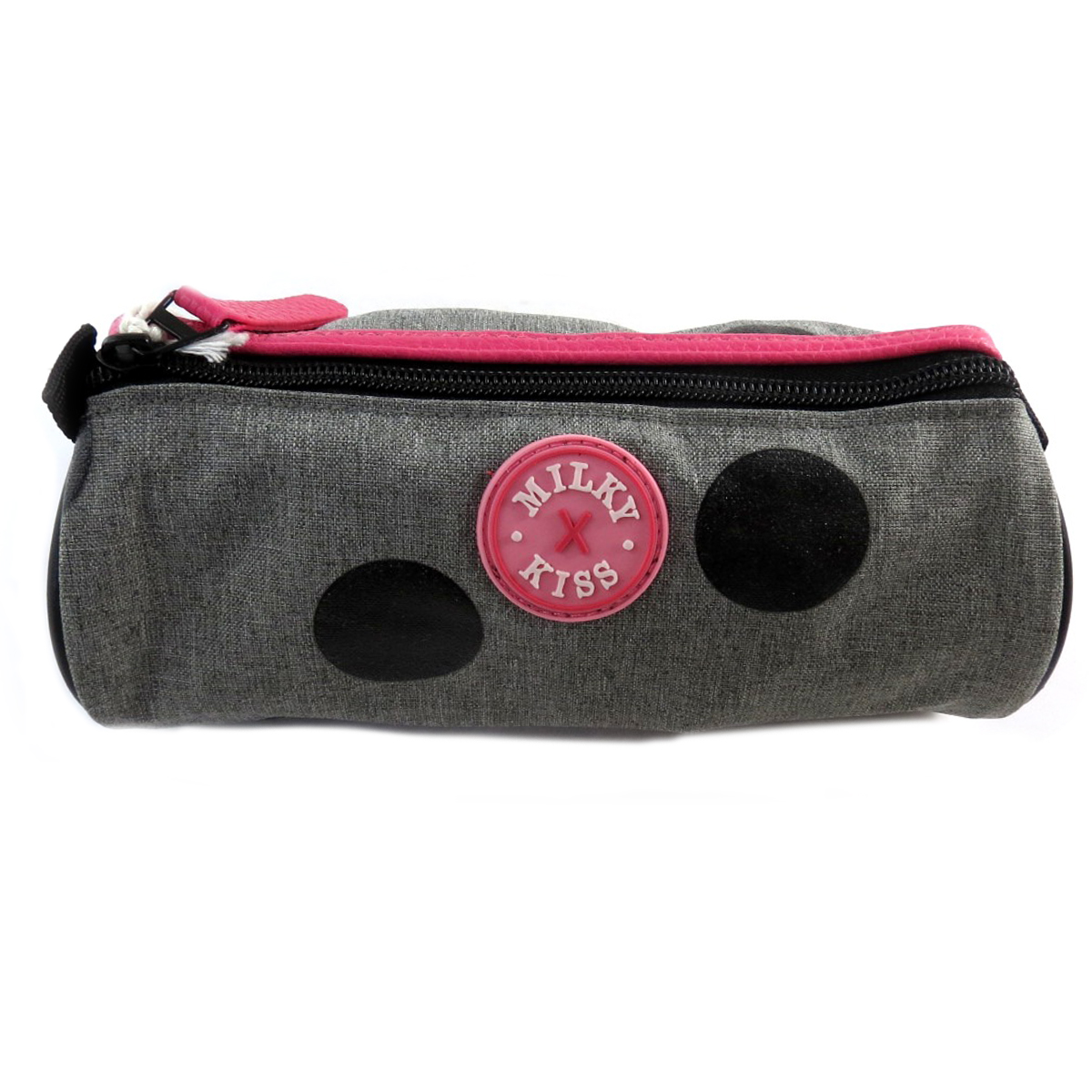 Trousse tube \'Milky Kiss\' gris rose (love) - 20x9 cm - [Q2113]