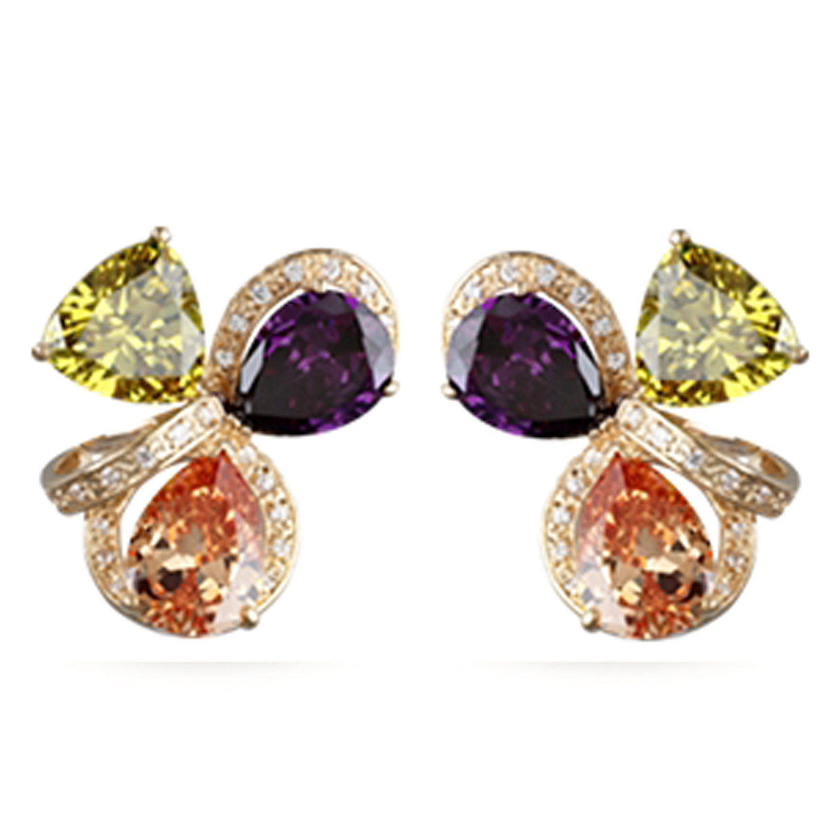 Boucles Plaqué Or \'Sissi\' tutti frutti - [M6526]