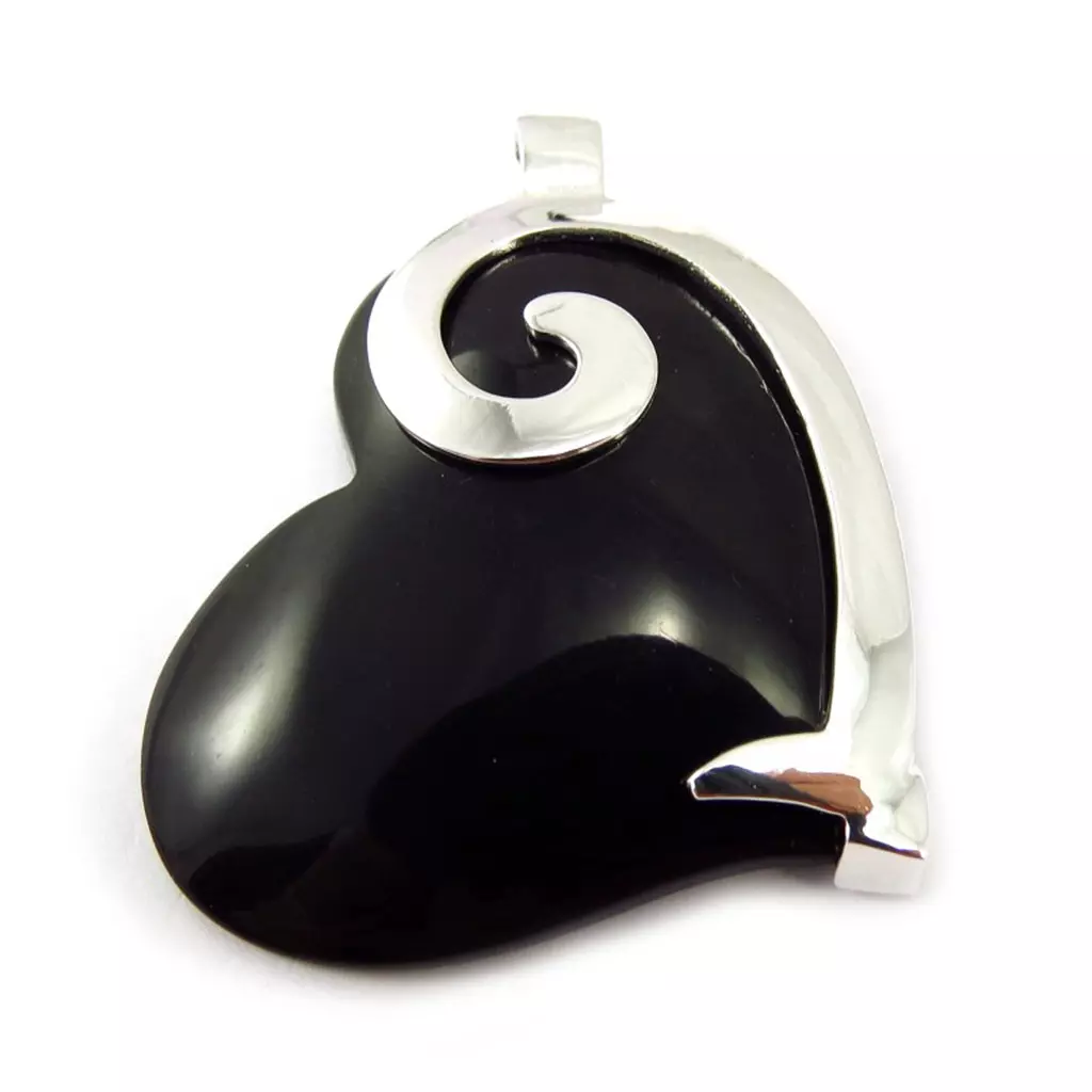 les trésors de lily Pendentif Argent 'Coeur Ruth' noir argenté [K4725]