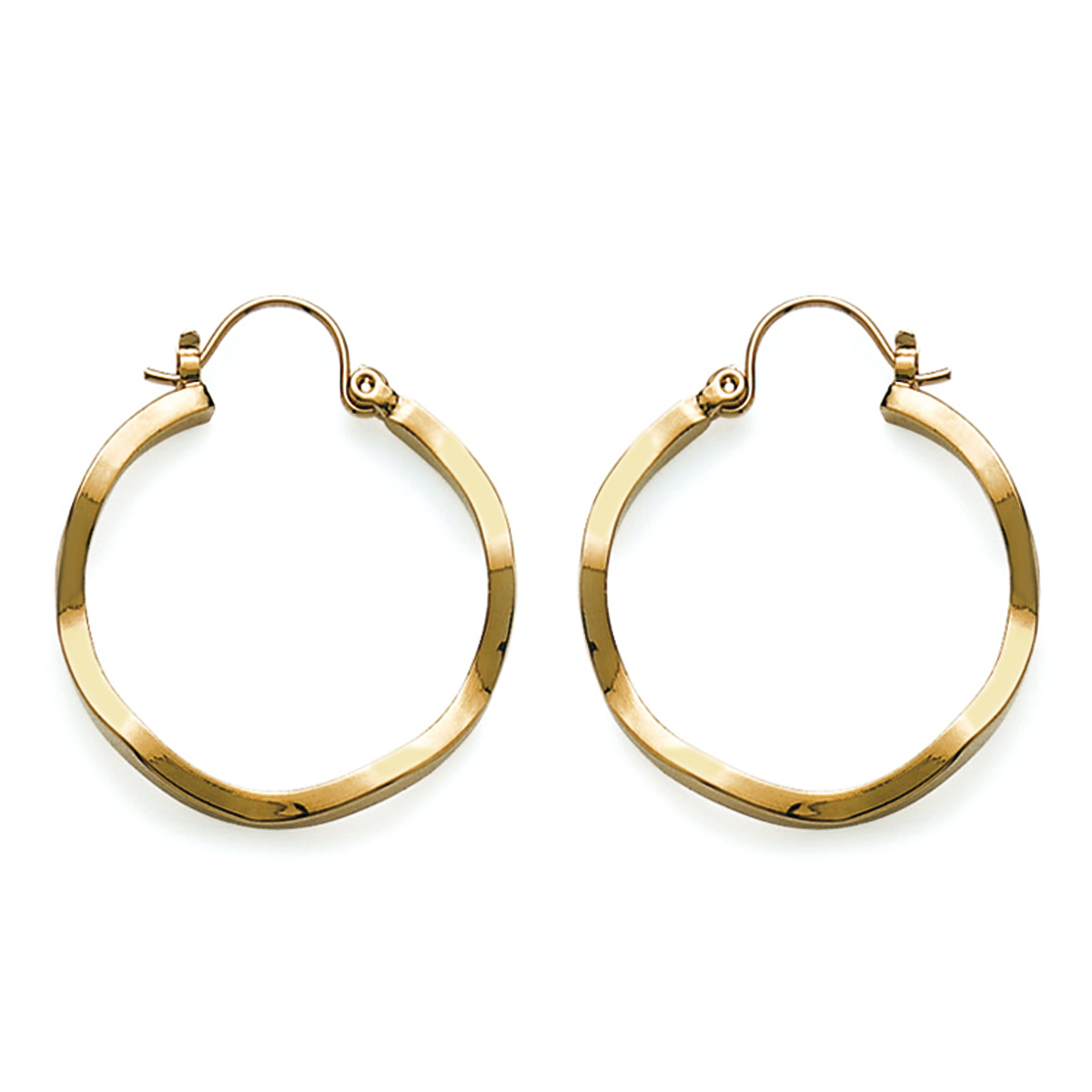 Créoles Plaqué Or \'Ondulations\' doré - 30 mm 2 mm - [E1080]