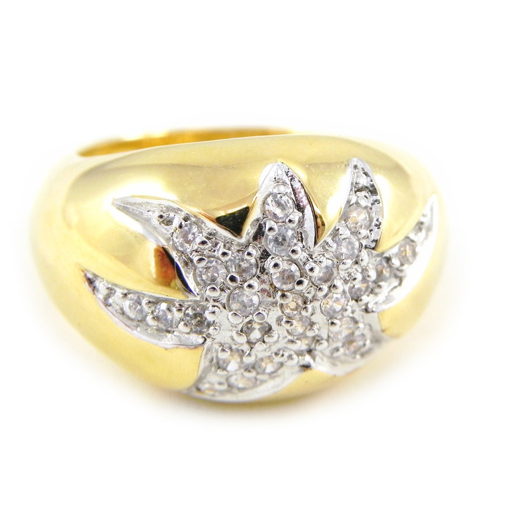 Bague Plaqué Or \'Aphrodite\' blanc doré - 14 mm - [E1104]