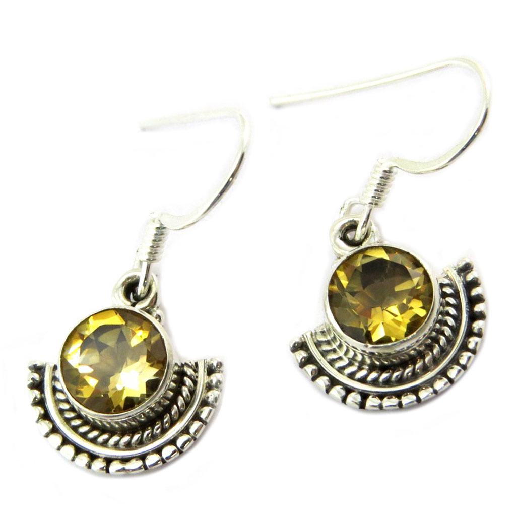 Boucles Argent \'Heaven\' citrine - 13x11 mm - [P3780]