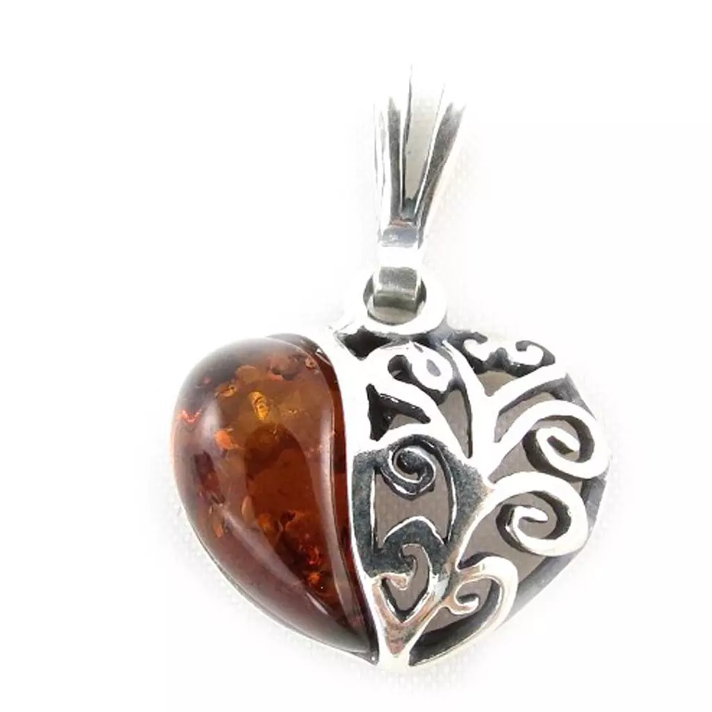 les trésors de lily Pendentif Argent 'Love' Ambre [J2143]