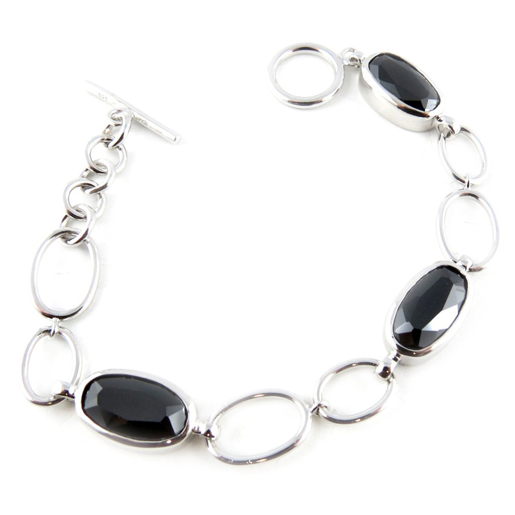 Bracelet Argent \'Zen Seduction\' Noir argenté (rhodié) - 19 cm 10 mm - [E1110]