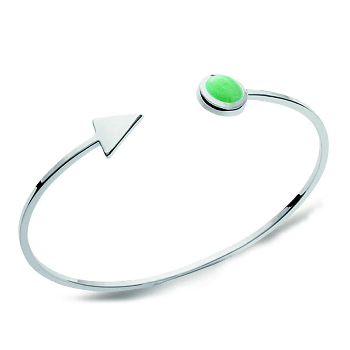 Bracelet Argent \'Boho\' aventurine vert argenté (rhodié) - 58 mm 8 mm - [Q0555]