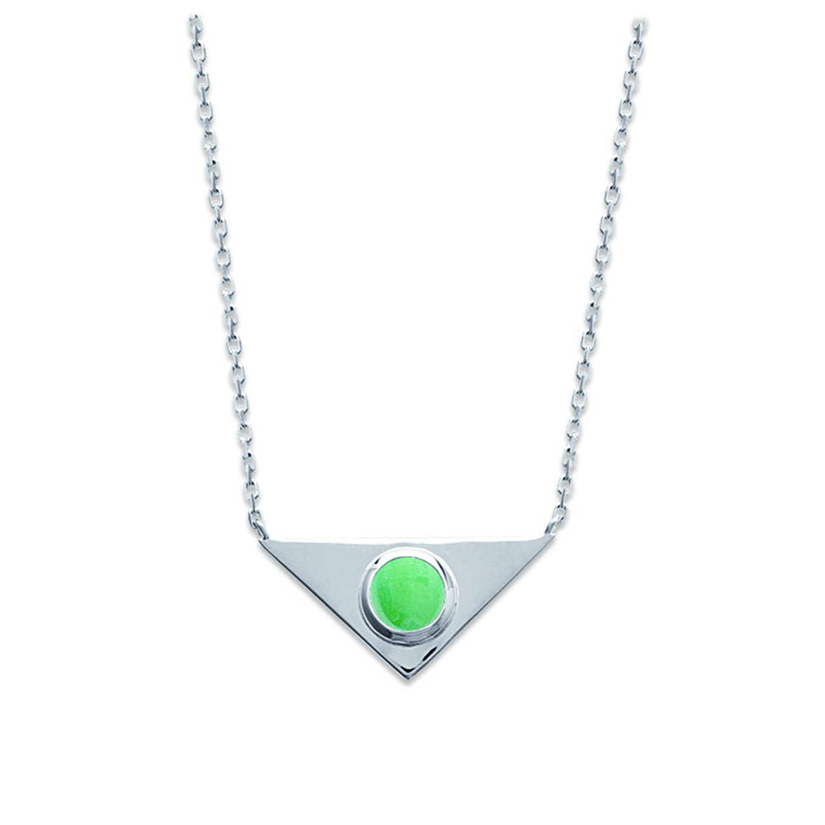 Collier argent \'Boho\' vert aventurine argenté rhodié - 23x12 mm - [Q0556]