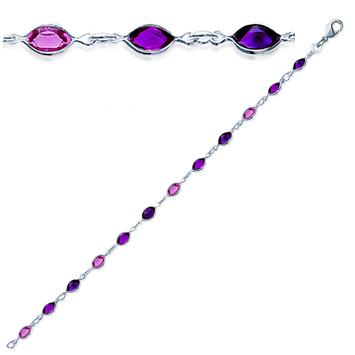 Bracelet Argent \'Gouttes de Fées\' Rose argenté - 4 mm - [C4444]