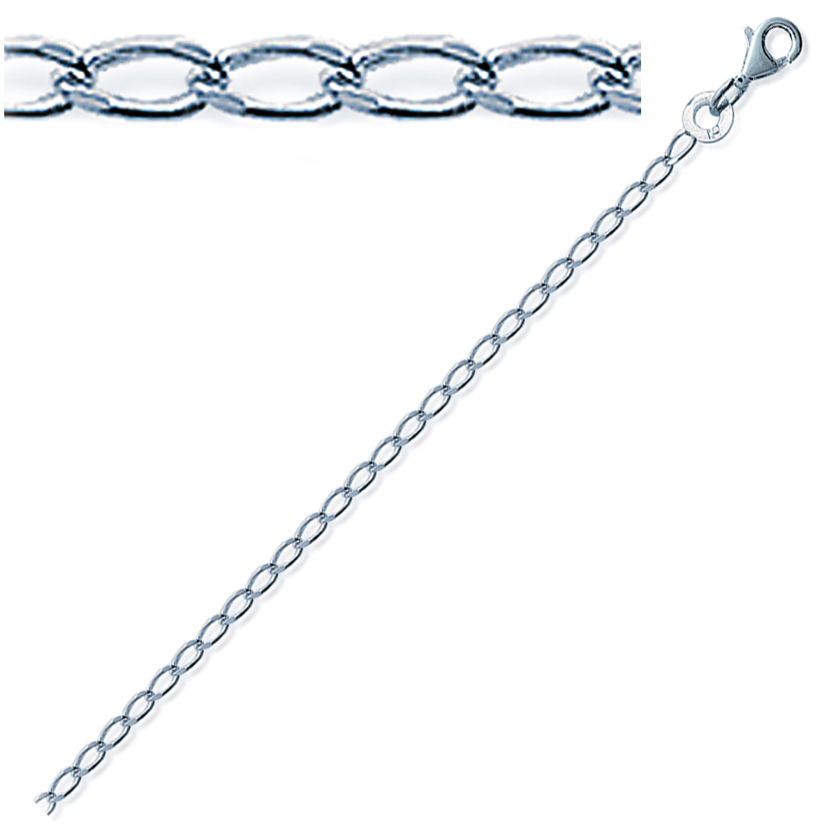 Chaîne Cheville Argent \'Cheval Diamantée\' argenté - 25 cm 3 mm - [C4459]