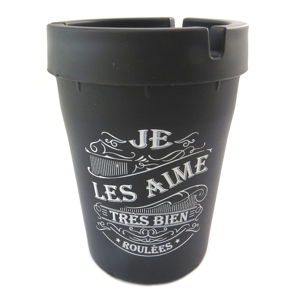 Cendrier de voiture résine \'Messages\' noir (Je les aime très bien roulées) - [P8512]