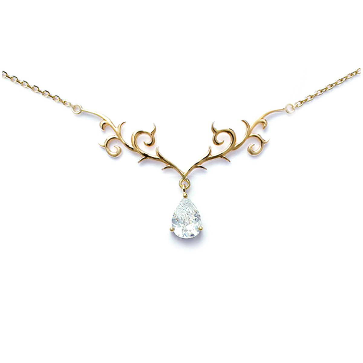 Collier Plaqué-Or \'Anastacia\' Blanc doré - 50x15 mm - [C4566]