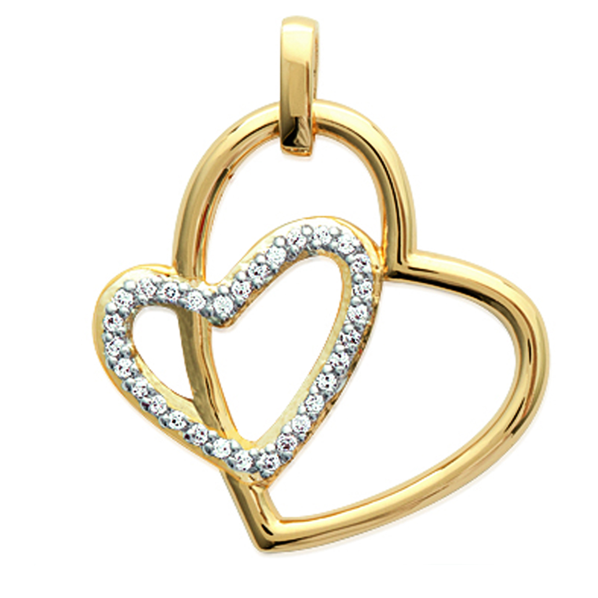 Pendentif Plaqué Or \'Love\' blanc doré - 30x25 mm - [C4568]