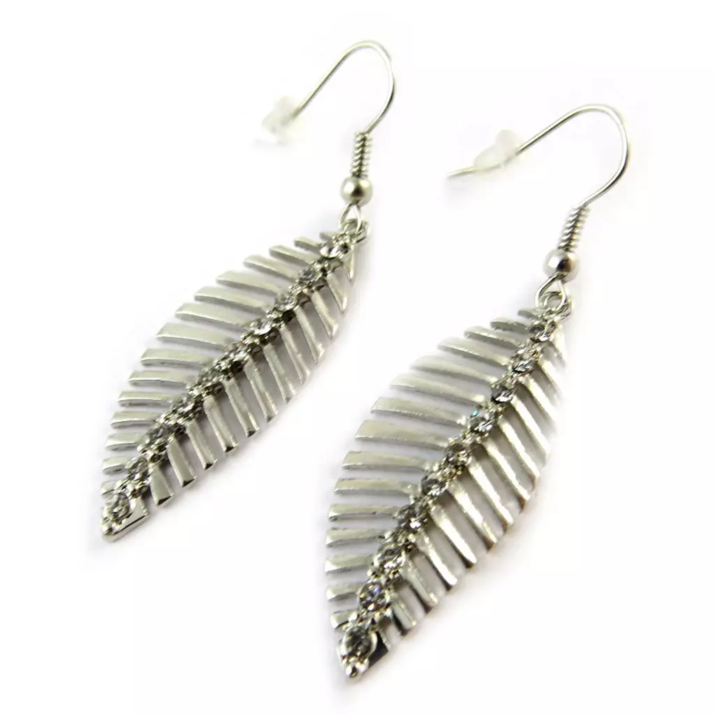 les trésors de lily Boucles 'Feuille d'Or' blanc argenté [N8302]