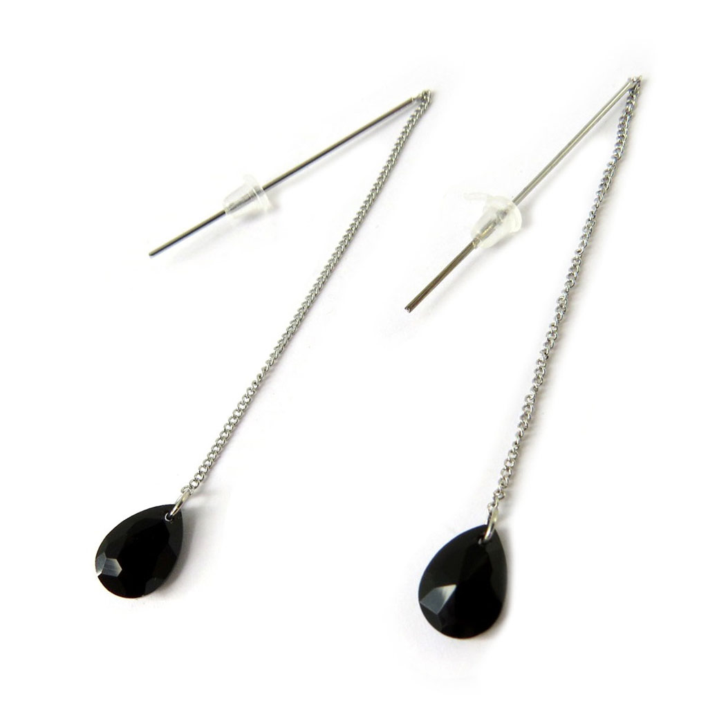 Boucles Créateur \'Scarlett\' noir argenté - [N8320]