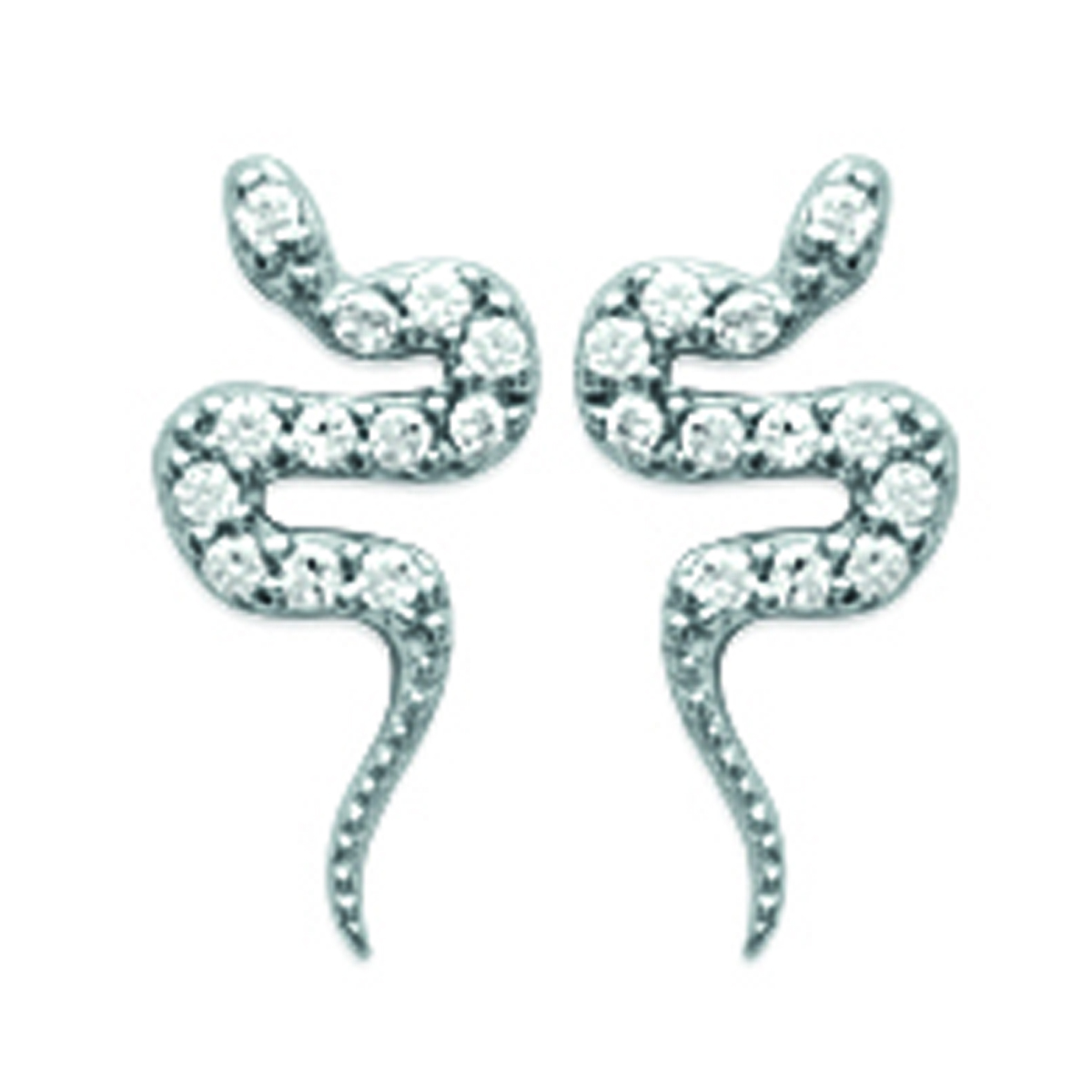 Boucles Argent \'Serpents\' blanc argenté (rhodié) - 13x6 mm - [L6286]