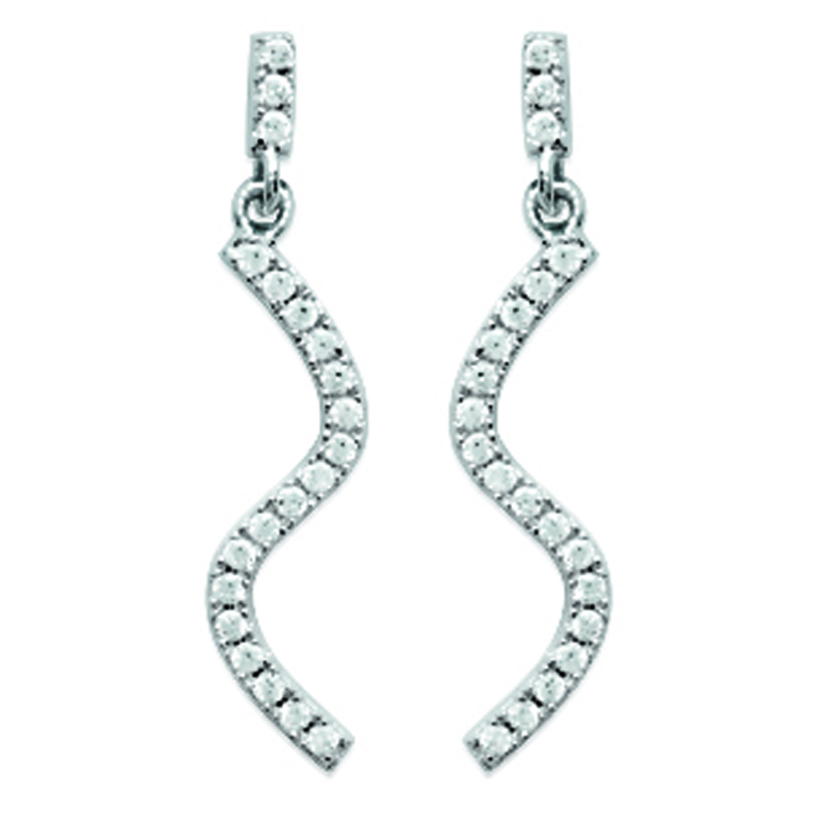 Boucles Argent \'Sissi\' blanc argenté (rhodié) - 22x1 mm - [L6302]