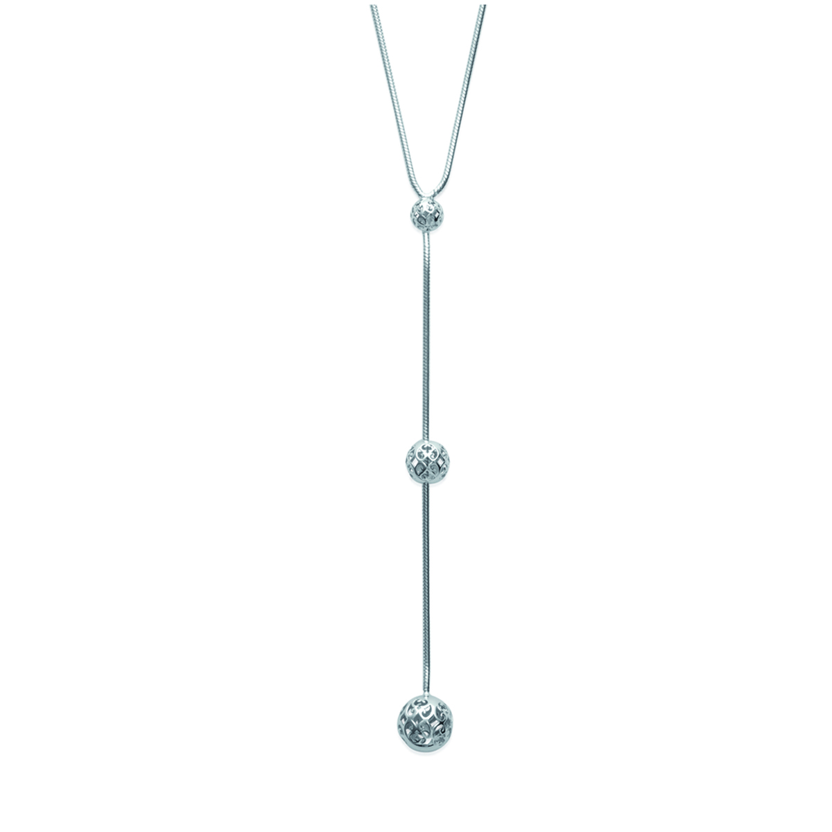 Collier argent \'Chorégraphie\' argenté (rhodié) - 98x9 mm - [L6308]