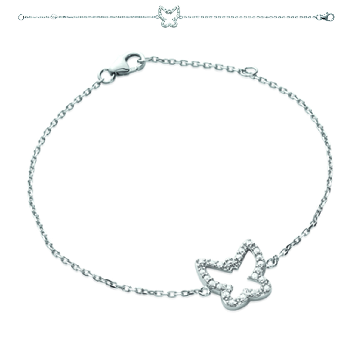 Bracelet Argent \'Papillon\' blanc - [L6336]