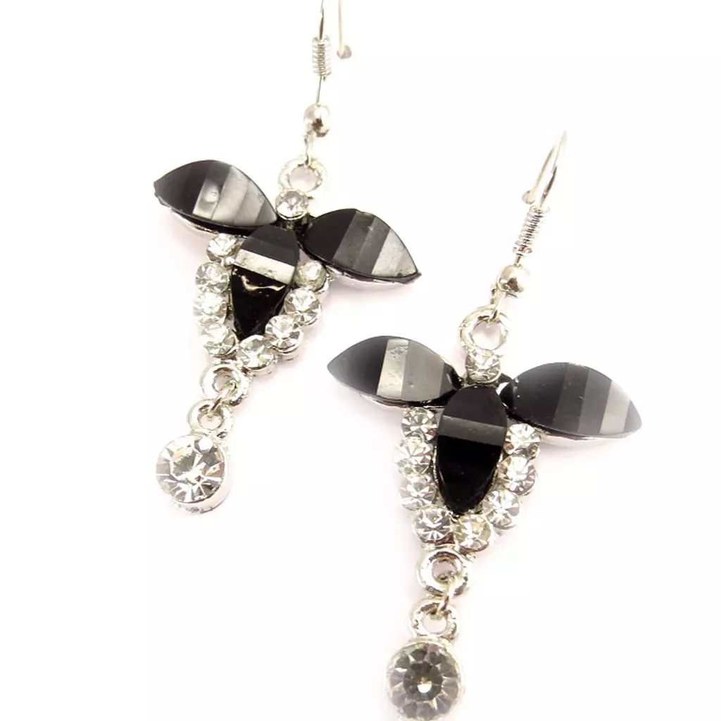 les trésors de lily Boucles 'Princesa' Noir Blanc [C4837]