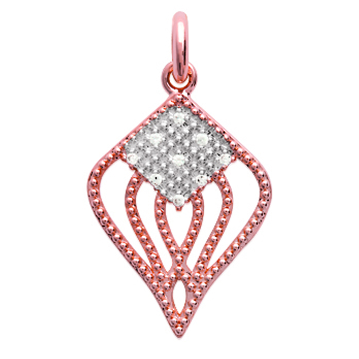 Pendentif Plaqué Or \'Sissi\' blanc doré rosé (rose gold) - 20x15 mm - [L6345]