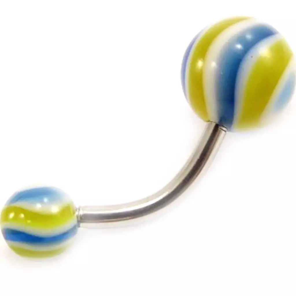 les trésors de lily Body Piercing Boule 'Tecno' Bleu Jaune [C4953]